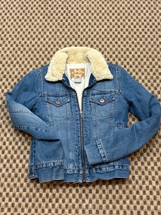 Hollister Jackets & Blazers - Vintage 2004 Hollister Sherpa Denim Full Zip Jacket Size XS EUC